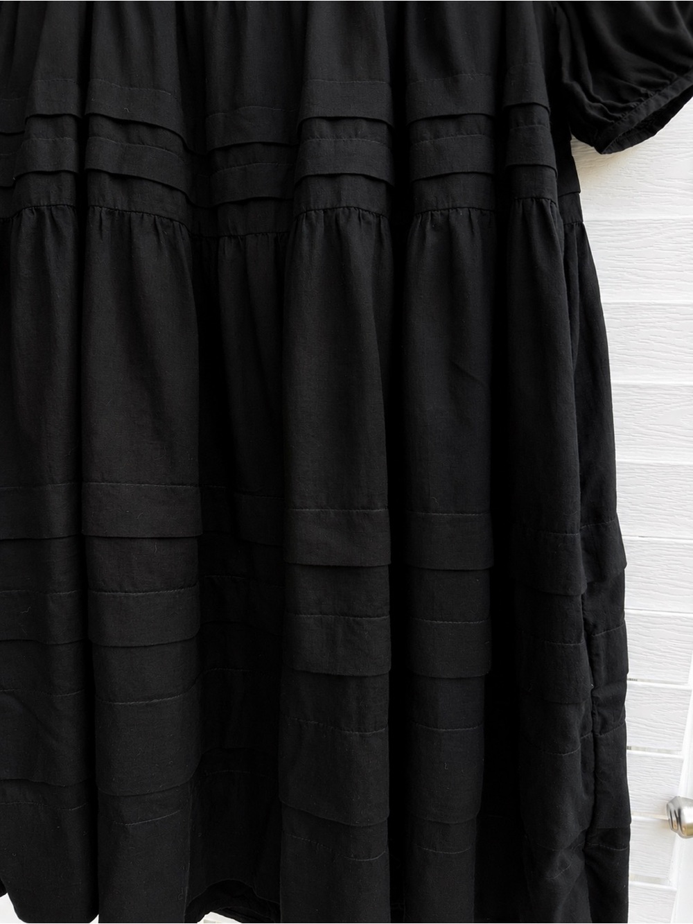J.Crew Calliste Black Square Neck Puff Sleeve Cotton Babydoll Mini Dress S - Picture 6 of 10